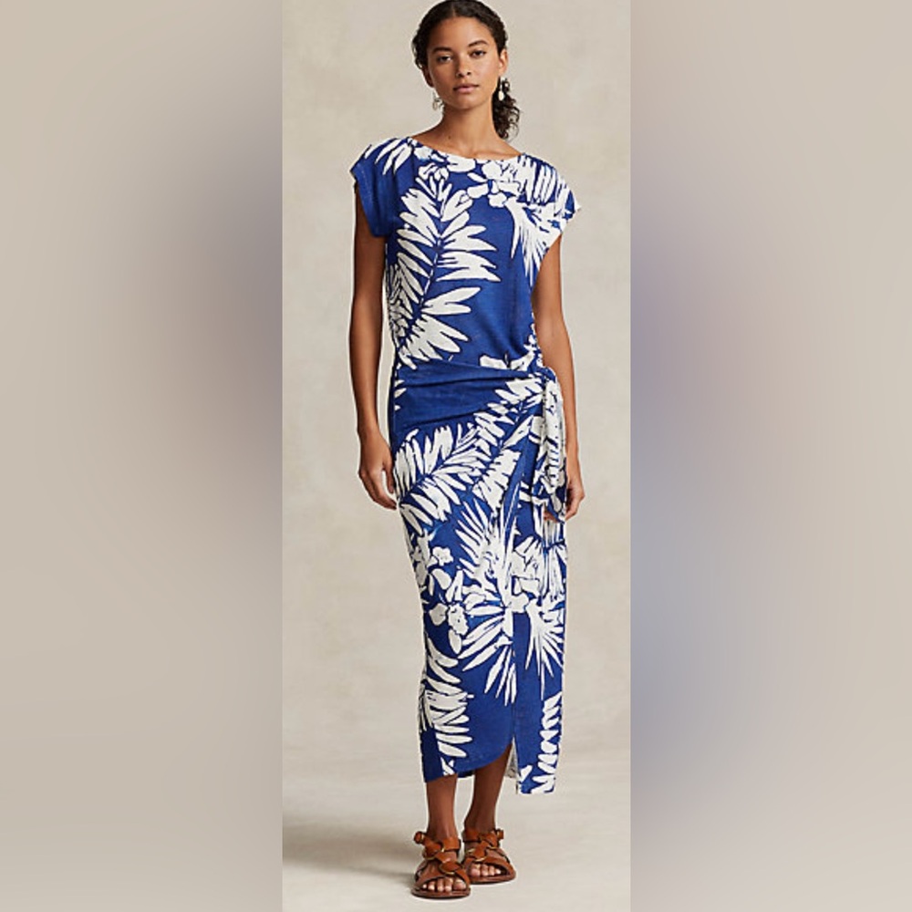 Polo Ralph Lauren Floral Linen Jersey Wrap Dress XXL NWT
